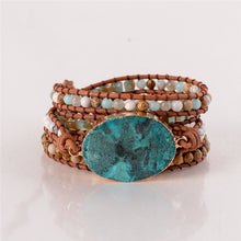 Latest 2018 - 5X Leather Wrap Beaded Bracelet  Huge OceanStone Bracelet, Boho Chic Jewelry, Bohemian Bracelet Valentine's Gift - DirectM
