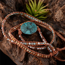 Latest 2018 - 5X Leather Wrap Beaded Bracelet  Huge OceanStone Bracelet, Boho Chic Jewelry, Bohemian Bracelet Valentine's Gift - DirectM