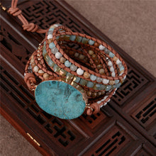 Latest 2018 - 5X Leather Wrap Beaded Bracelet  Huge OceanStone Bracelet, Boho Chic Jewelry, Bohemian Bracelet Valentine's Gift - DirectM