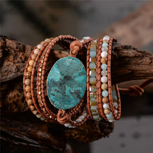 Latest 2018 - 5X Leather Wrap Beaded Bracelet  Huge OceanStone Bracelet, Boho Chic Jewelry, Bohemian Bracelet Valentine's Gift - DirectM