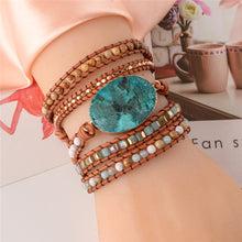 Latest 2018 - 5X Leather Wrap Beaded Bracelet  Huge OceanStone Bracelet, Boho Chic Jewelry, Bohemian Bracelet Valentine's Gift - DirectM