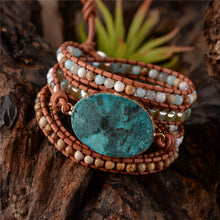 Latest 2018 - 5X Leather Wrap Beaded Bracelet  Huge OceanStone Bracelet, Boho Chic Jewelry, Bohemian Bracelet Valentine's Gift - DirectM