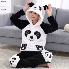 Thick Warm Coral Velvet Pyjamas Sets For Women Autumn Winter Flannel Female Cartoon Panda Unicorn Hooded Animal Pants Sleepwear - DirectM