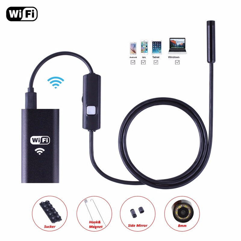 NEW 8mm Lens Wifi HD 720P Endoscope For Android/IOS/Windows Borescope Waterproof Inspection Endoscope Camera with Wifi Box - DirectM