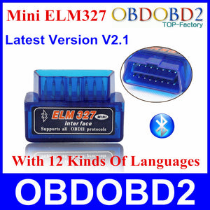 2016 Mini ELM327 ELM 327 Bluetooth V2.1 OBD2 OBDII Diagnostic Tool For Android Torque Car Code Scanner Multi-Languages Free Ship - DirectM
