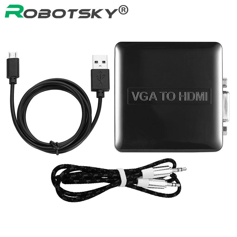 VGA to HDMI Output 1080P Converter HD Audio AV Converter HDTV Video Cable VGA2HDMI Adapter For TV PC Projector - DirectM