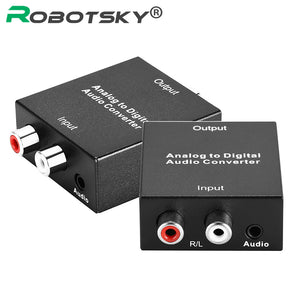 3.5mm Analog To Digital Audio Converter Adapter with Power cable SPDIF Coaxial L/R RCA&Optical Toslink Audio Converter for TV PC - DirectM