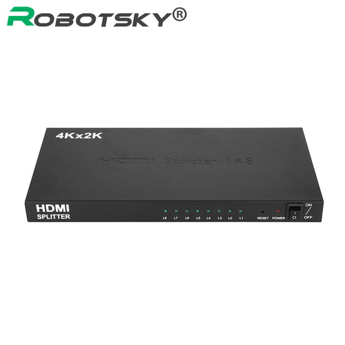 1x8 HDMI Splitter Powered 1080P V1.4 Certified 1 in 8 outputs Full Ultra HD 4K/2K 3D Resolutions for HDTV PS4 PS3 XboxOne - DirectM