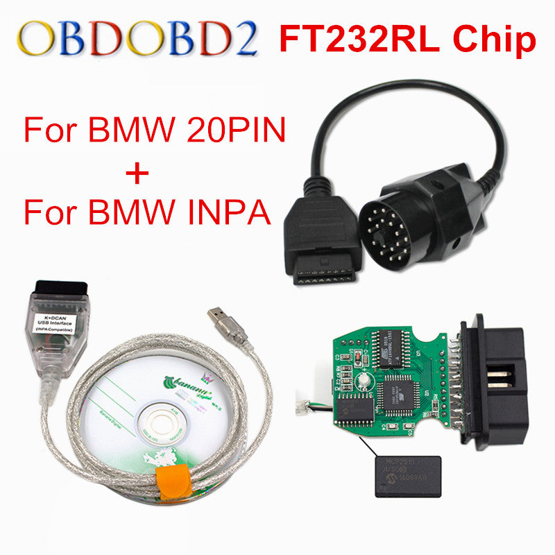 New For BMW INPA K can inpa FT232RL Chip k dcan USB OBD2 Interface INPA Ediabas for BMW with 20PIN To 16PIN Best Discount - DirectM