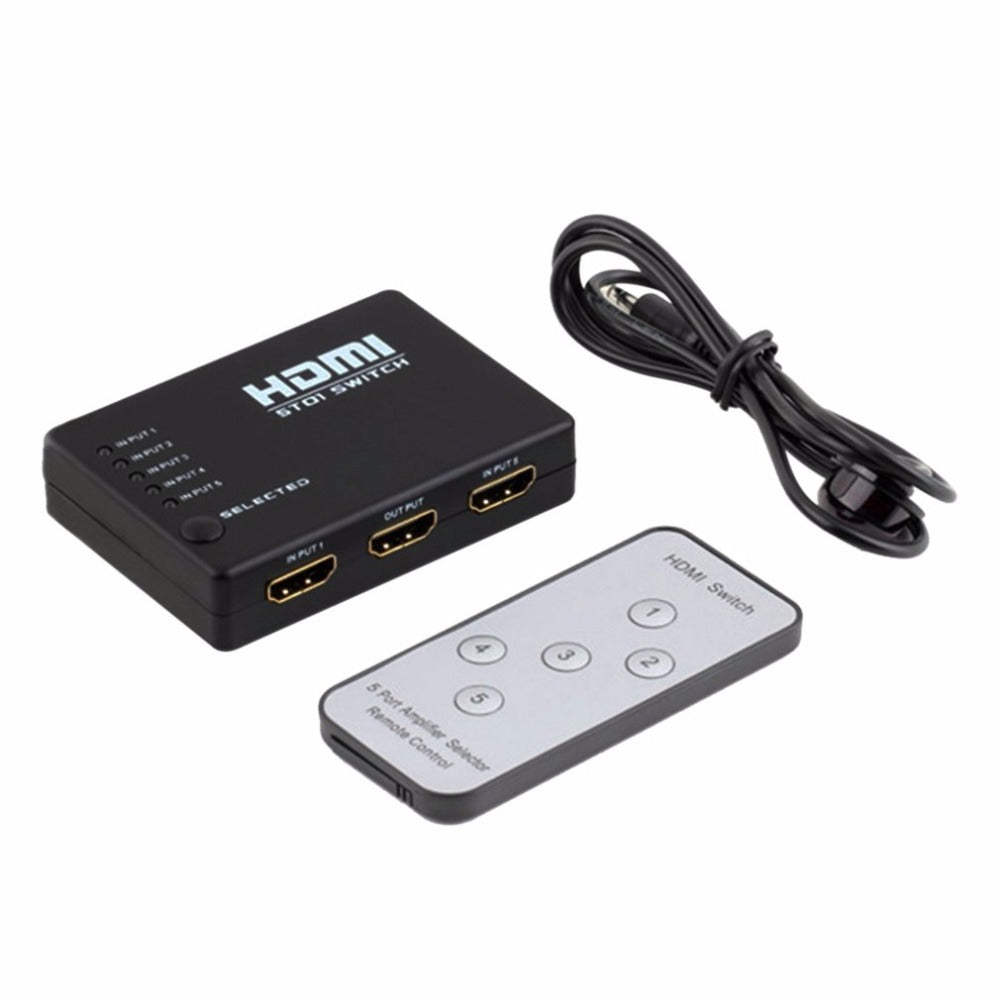 Portable 5 In 1 1.4 Version 1080P HDMI Switch Switcher HD Video Support HDMI Splitter With Remote Control - DirectM