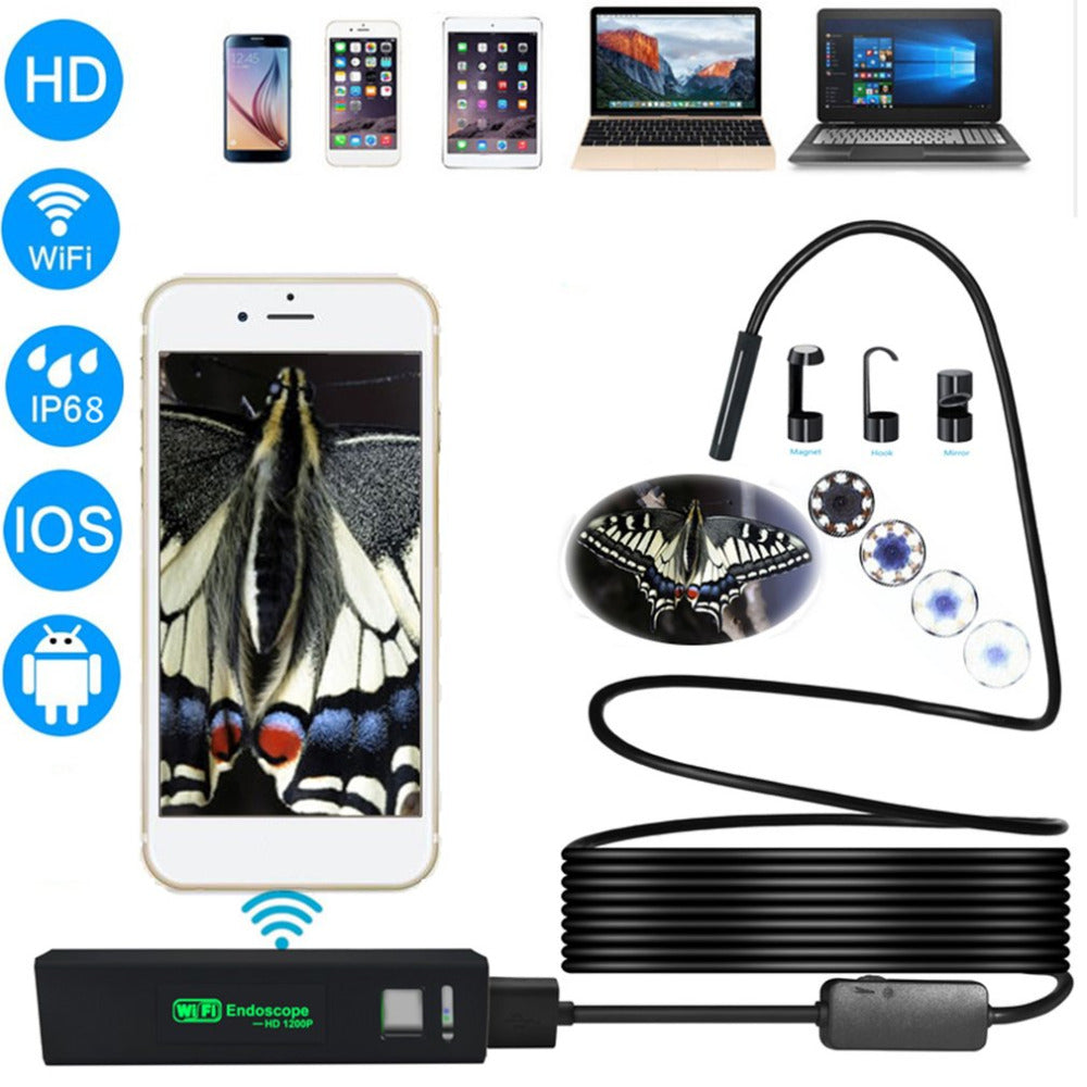 1200P HD Wireless USB Endoscope Mini Camera Waterproof Portable 8mm Lens Phone Borescope For IOS Android PC 2/5/7/10m - DirectM