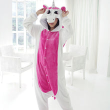 Rose Blue Unicorn Animal Pajamas Unisex Adult Pajamas Suits Flannel Pajamas Winter Garment Cute Cartoon Animal Onesies Pyjamas - DirectM
