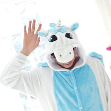 Rose Blue Unicorn Animal Pajamas Unisex Adult Pajamas Suits Flannel Pajamas Winter Garment Cute Cartoon Animal Onesies Pyjamas - DirectM