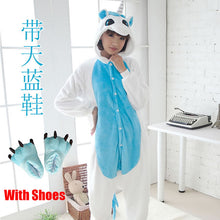 Rose Blue Unicorn Animal Pajamas Unisex Adult Pajamas Suits Flannel Pajamas Winter Garment Cute Cartoon Animal Onesies Pyjamas - DirectM