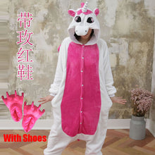 Rose Blue Unicorn Animal Pajamas Unisex Adult Pajamas Suits Flannel Pajamas Winter Garment Cute Cartoon Animal Onesies Pyjamas - DirectM