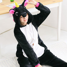 Adult winter unicorn flannel cartoon pajamas hooded animal - DirectM