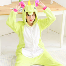 Adult winter unicorn flannel cartoon pajamas hooded animal - DirectM