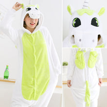 Adult winter unicorn flannel cartoon pajamas hooded animal - DirectM