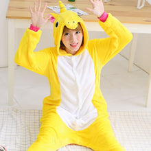 Adult winter unicorn flannel cartoon pajamas hooded animal - DirectM