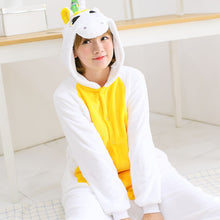 Adult winter unicorn flannel cartoon pajamas hooded animal - DirectM