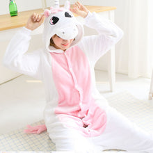 Adult winter unicorn flannel cartoon pajamas hooded animal - DirectM