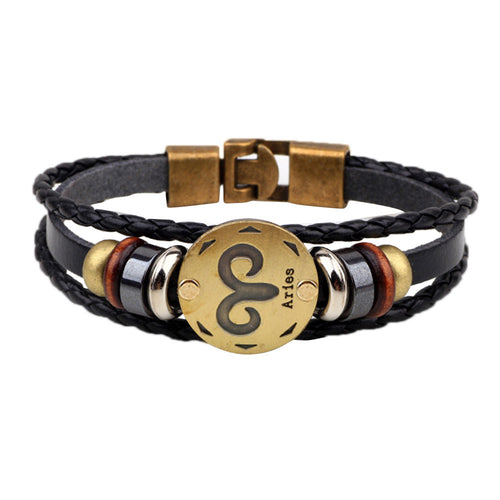 12 Constellations Leather Fashion Bracelet - DirectM