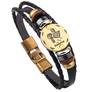 12 Constellations Leather Fashion Bracelet - DirectM