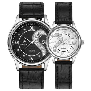 1 Pair Tiannbu Ultrathin Leather Romantic Fashionable Wrist Watches - DirectM