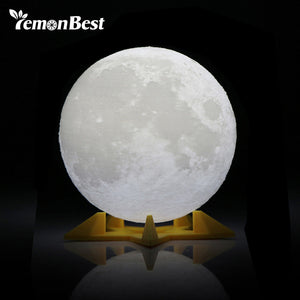 LemonBest 3D Full Moon Light Night Print Simple Personality Lunar Desk Lamp Novelty Rechargeable Christmas Decoration Dia8/10 - DirectM