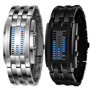2PC Luxury Men's Stainless Steel Date Digital LED Bracelet Sport Watches - DirectM