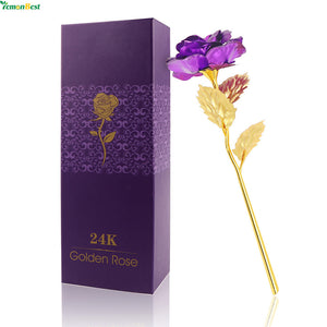 24k Gold Foil Plated Rose Dipped Rose Artificial Flower Creative Gift For 2017 Valentine's Day Craft Birthday Home Decoration - DirectM