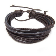 Multilayer Leather Chain Charms Bracelet Wrist  Black - DirectM