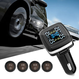 Wireless Car Tire Pressure Alarm Monitor System TPMS LCD Display Car 4 External Sensor Temperature Alarm Cigarette Plug - DirectM
