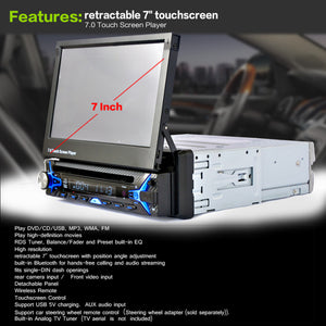 New 7" 2Din Car Bluetooth MP5 Player HD Touch Screen Bluetooth MP5 Player Car MP5 Player Audio Video with Contraction Screen - DirectM