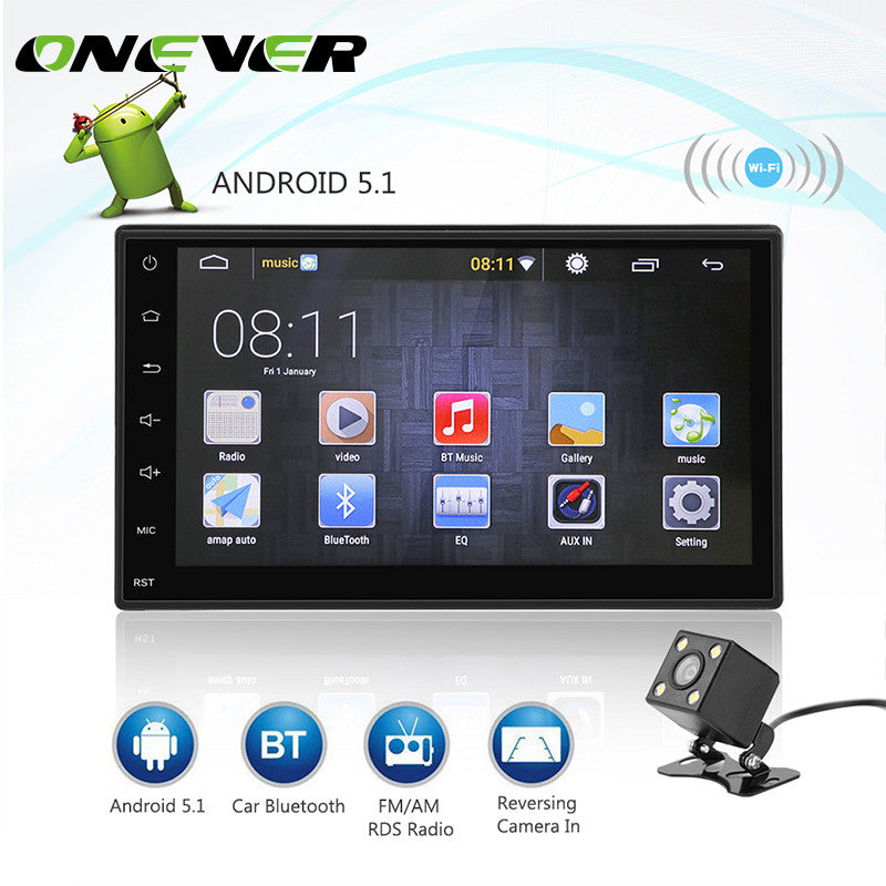 Onever 2 DIN Android 5.1 Autoradio Bluetooth 1080P Car Android GPS Navigation Player Car Stereo MP5 Touch Screen Support 3G WIFI - DirectM