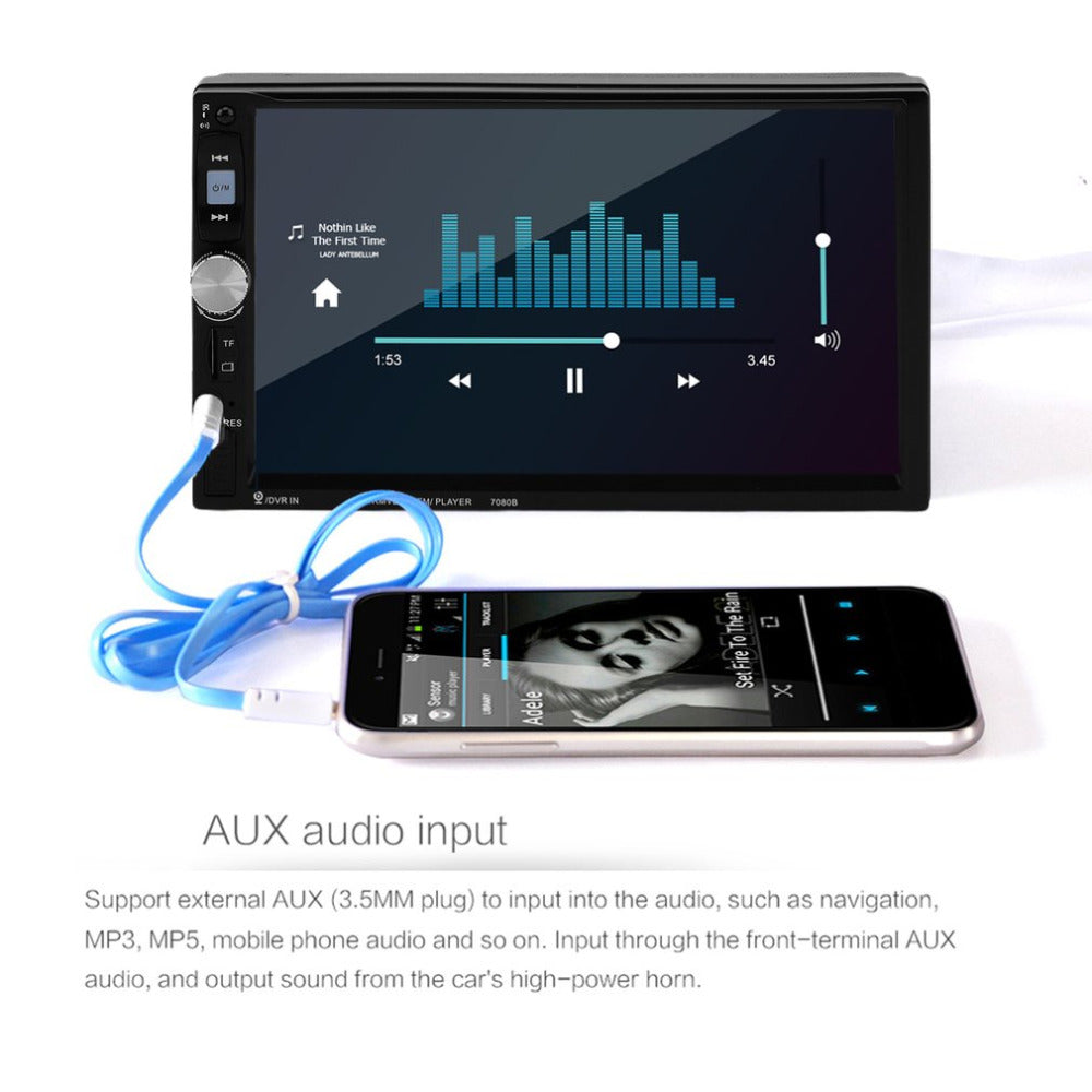 7080B Car Video Player 7 Inch with HD Touch Screen Bluetooth Stereo Radio Car MP3 MP4 MP5 Audio USB Auto Electronics Hot Sale - DirectM