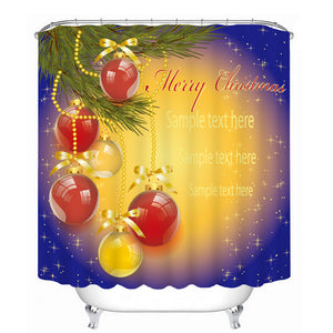 3D Christmas Waterproof Polyester Bathroom Shower Curtain Decor with 12 Hooks - DirectM