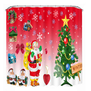 3D Christmas Waterproof Polyester Bathroom Shower Curtain Decor with 12 Hooks - DirectM