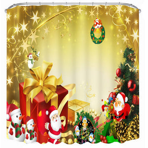 3D Christmas Waterproof Polyester Bathroom Shower Curtain Decor with 12 Hooks - DirectM
