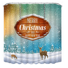 3D Christmas Waterproof Polyester Bathroom Shower Curtain Decor with 12 Hooks - DirectM