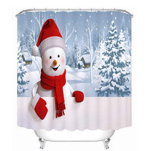 3D Christmas Waterproof Polyester Bathroom Shower Curtain Decor with 12 Hooks - DirectM