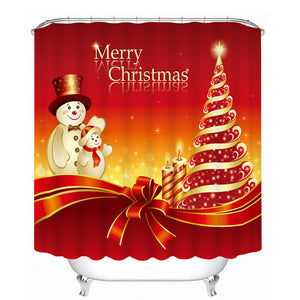 3D Christmas Waterproof Polyester Bathroom Shower Curtain Decor with 12 Hooks - DirectM