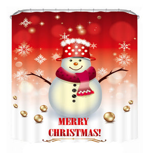 3D Christmas Waterproof Polyester Bathroom Shower Curtain Decor with 12 Hooks - DirectM