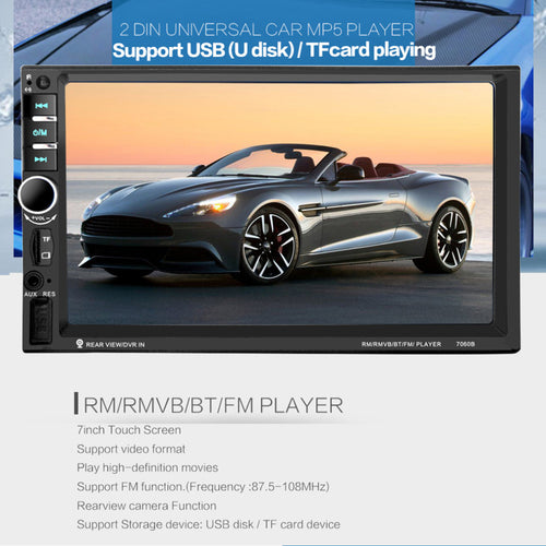 2017 New 7060B 7 inch Bluetooth Vehicle Auto Car MP5 Video Player In Touch Screen Support MP3 USB TF AUX FM & Remote Control - DirectM