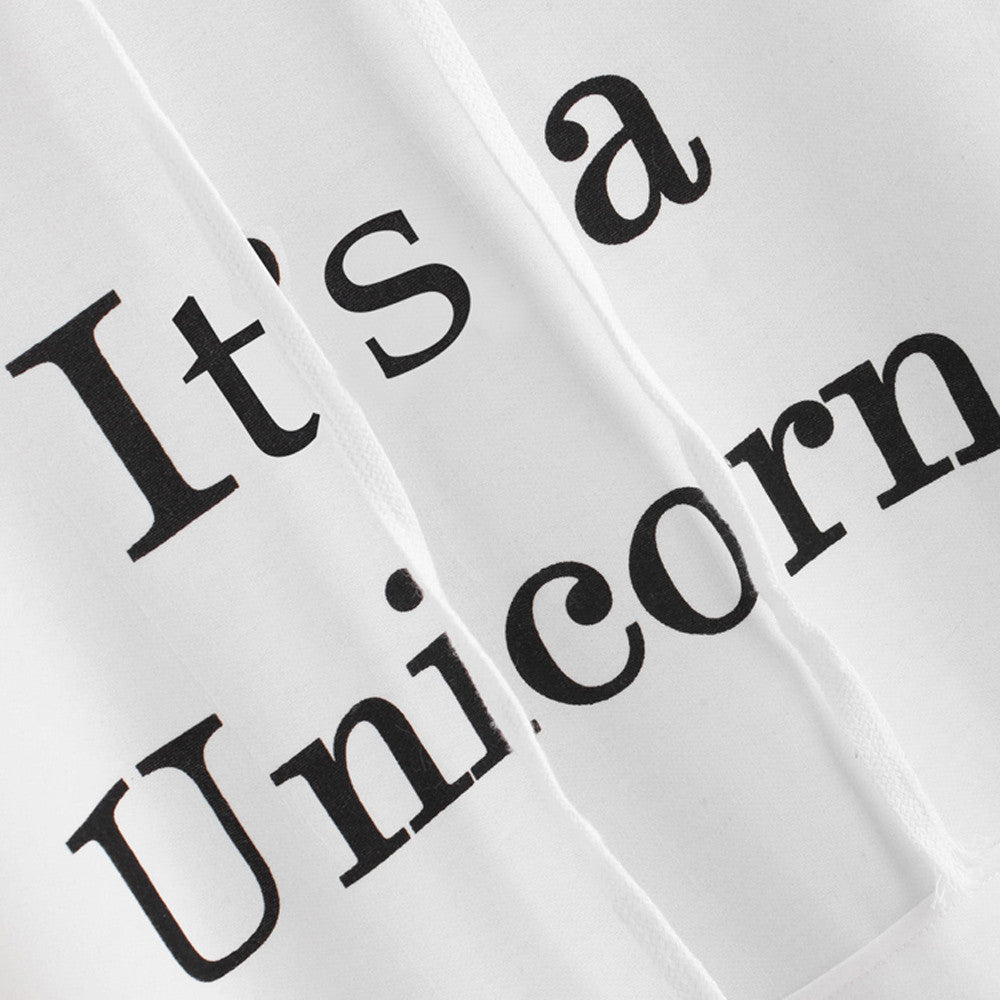 Womens Unicorn Print Long Sleeve Hoodie Sweatshirt Jumper Hooded Pullover Tops - DirectM